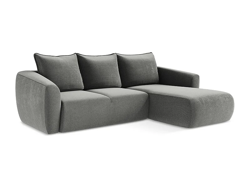 Ecksofa mit Schlaffunktion - Ecke Rechts - Strukturstoff - Grau - GUAVA