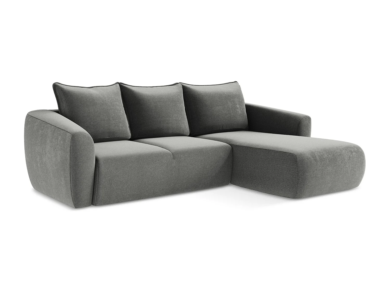 Canapé d'angle droit convertible en tissu texturé - gris - GUAVA