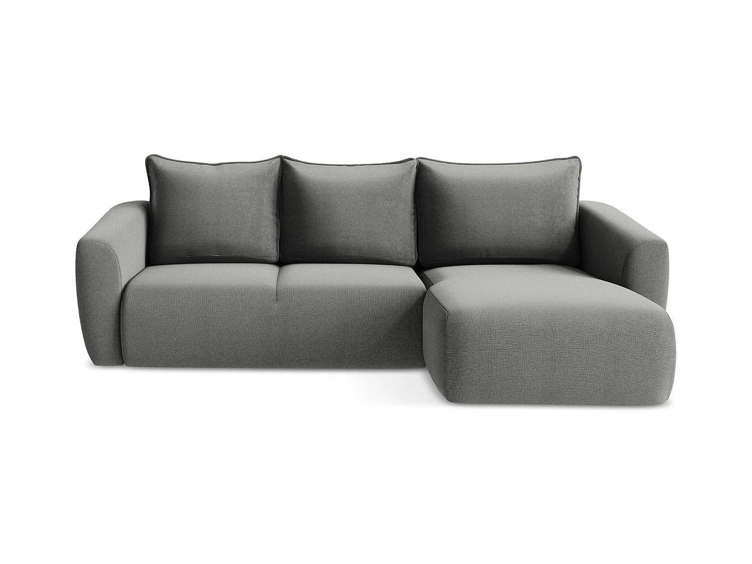 Canapé d'angle droit convertible en tissu texturé - gris - GUAVA