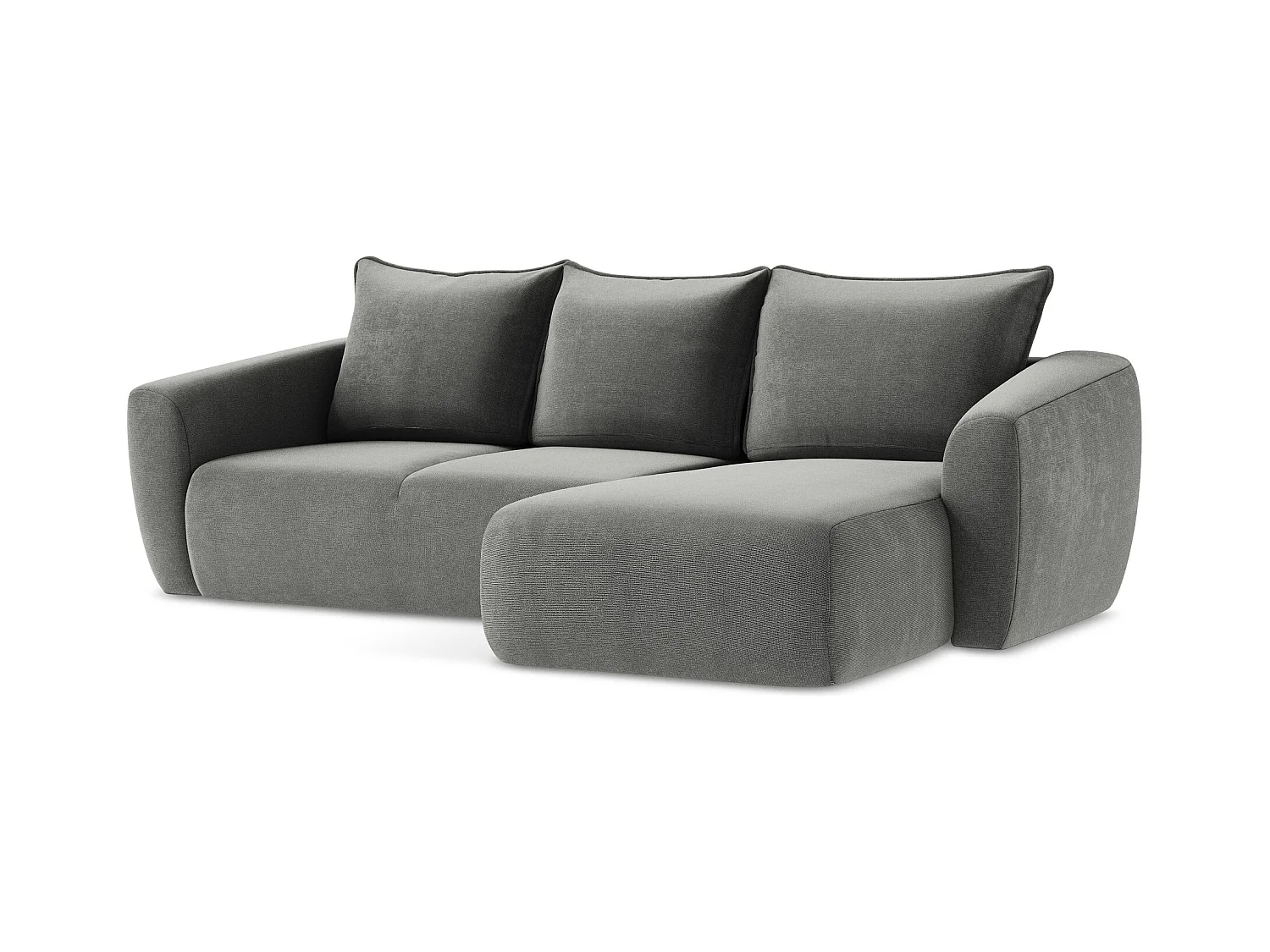 Canapé d'angle droit convertible en tissu texturé - gris - GUAVA