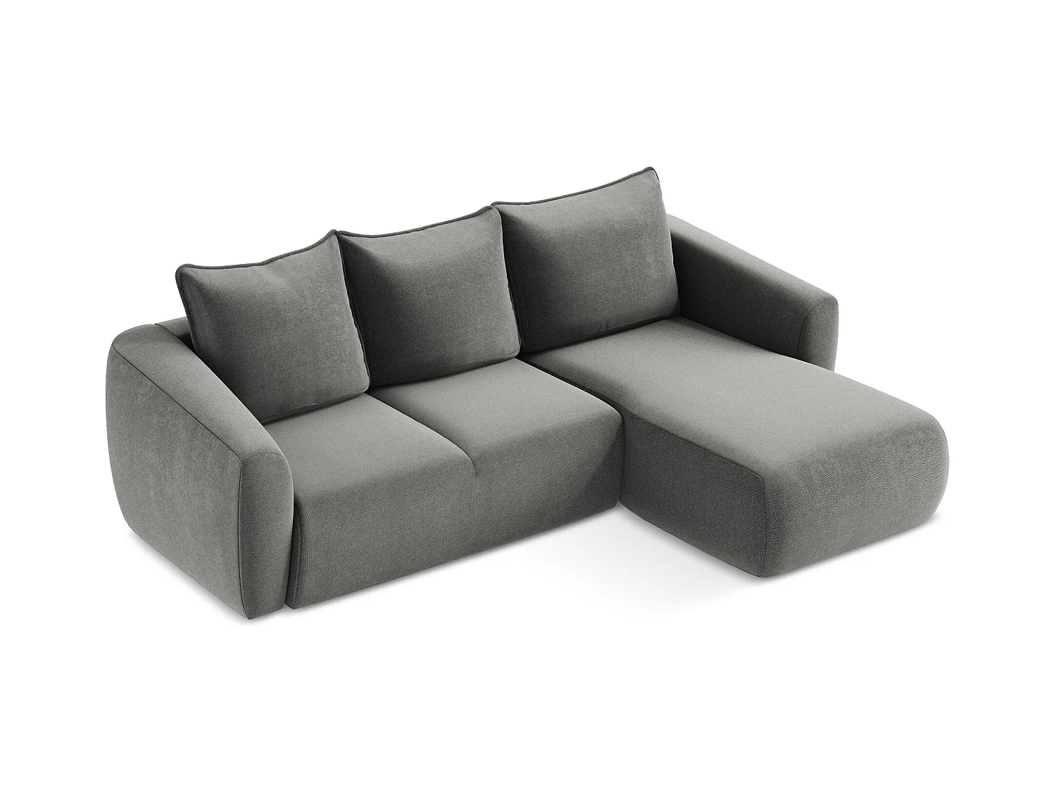 Canapé d'angle droit convertible en tissu texturé - gris - GUAVA