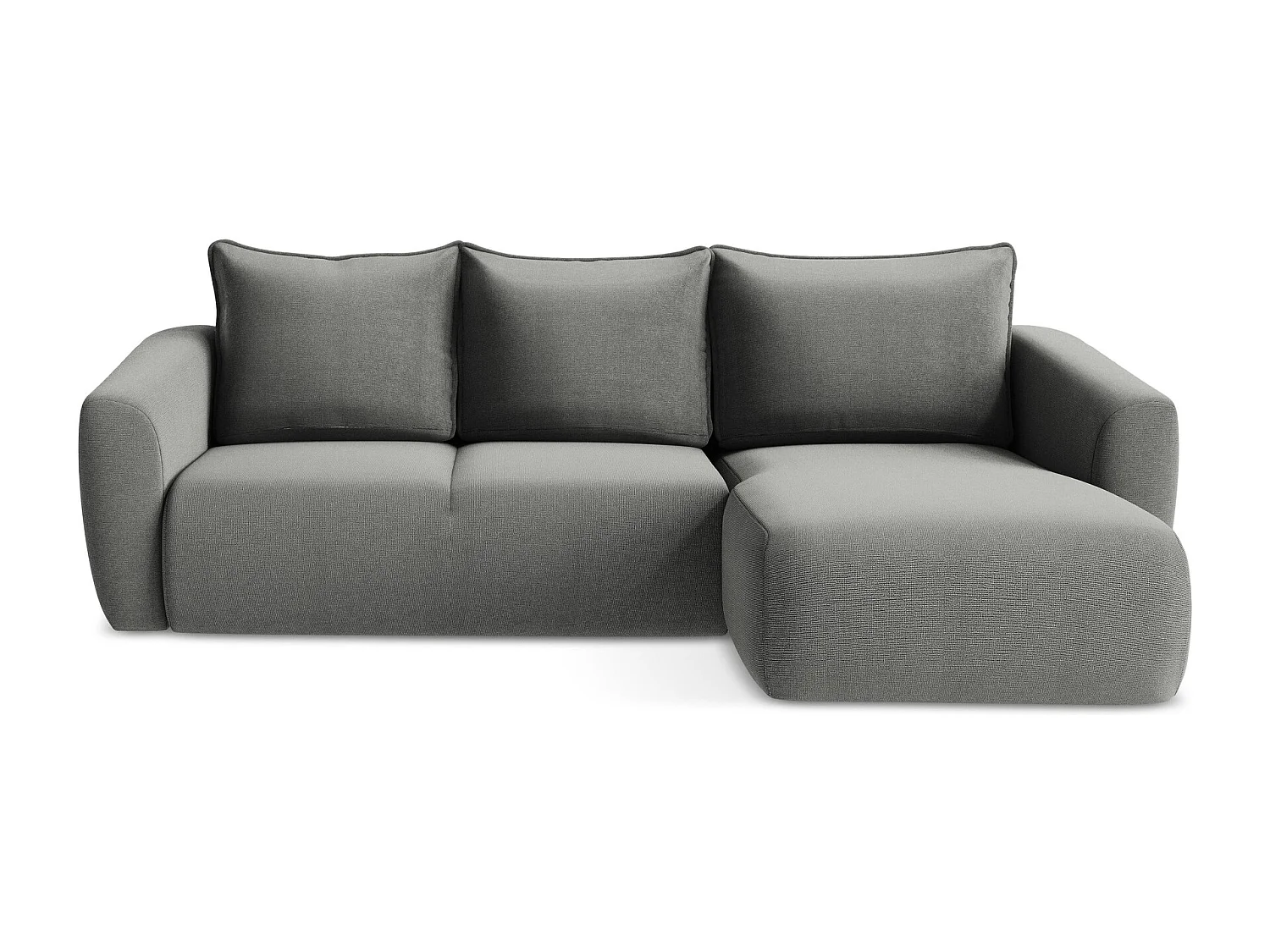 Canapé d'angle droit convertible en tissu texturé - gris - GUAVA