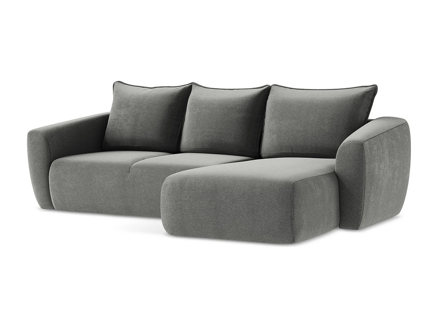 Canapé d'angle droit convertible en tissu texturé - gris - GUAVA