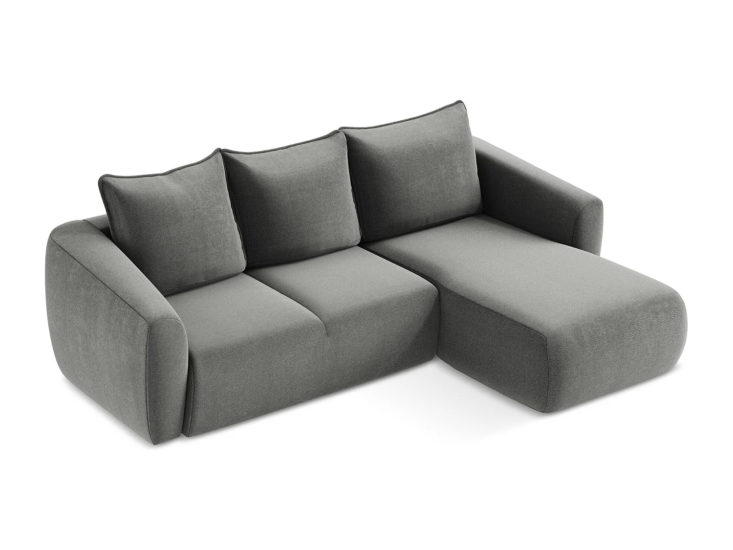 Canapé d'angle droit convertible en tissu texturé - gris - GUAVA