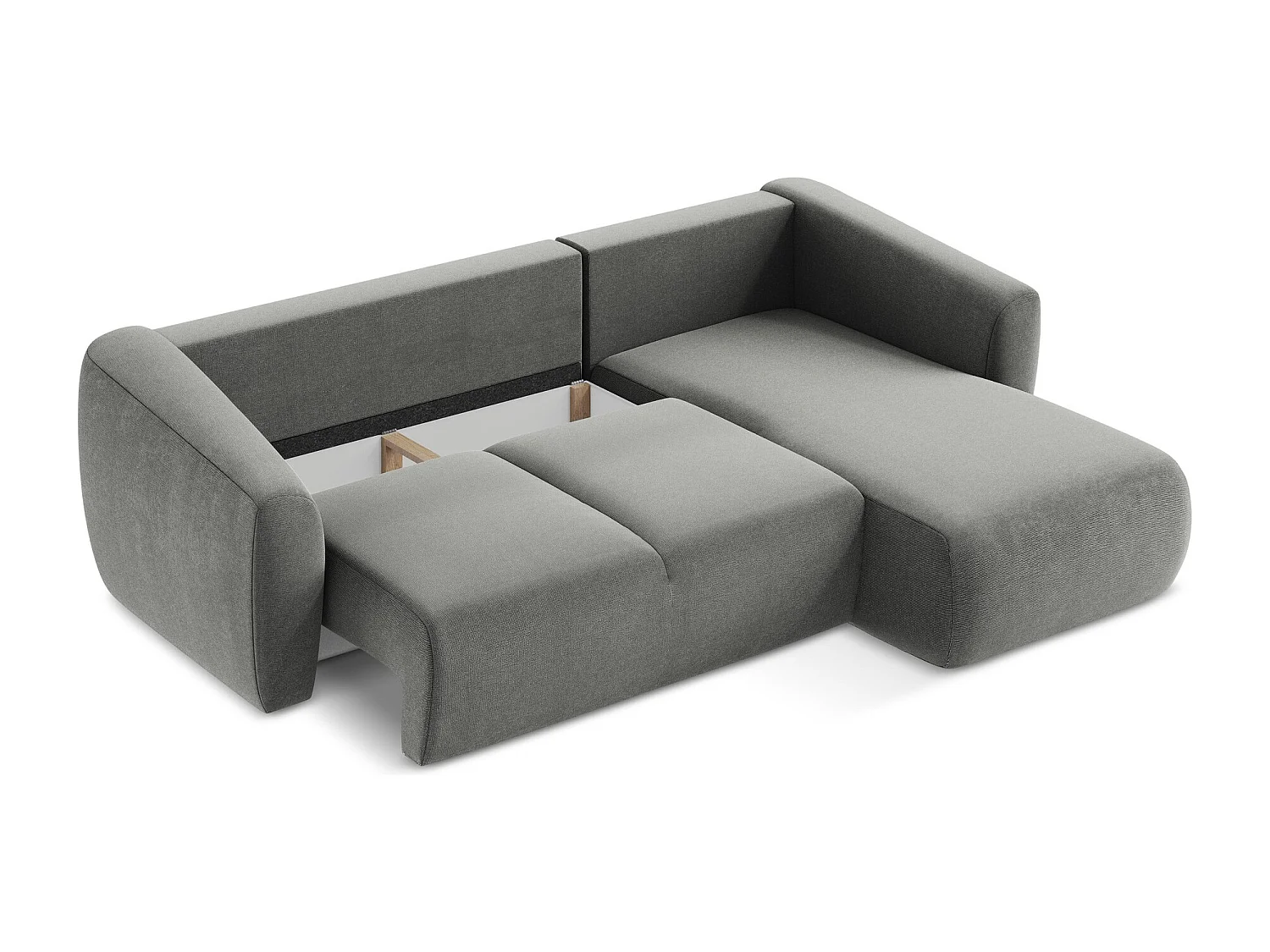 Canapé d'angle droit convertible en tissu texturé - gris - GUAVA