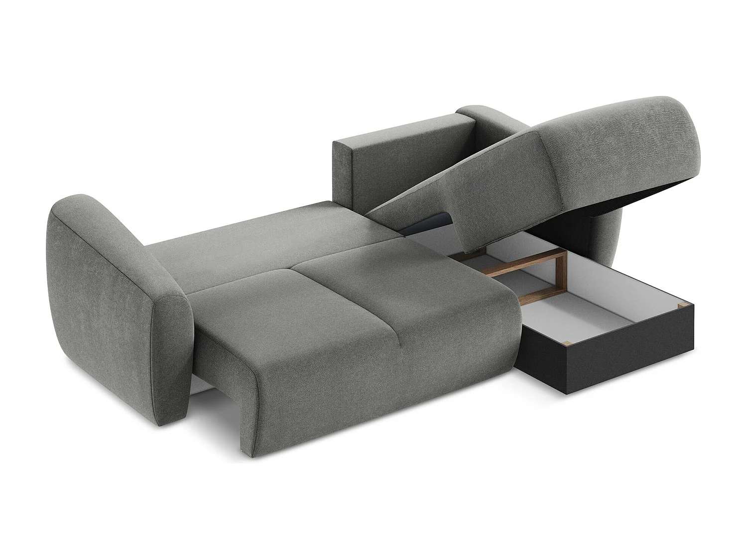 Canapé d'angle droit convertible en tissu texturé - gris - GUAVA