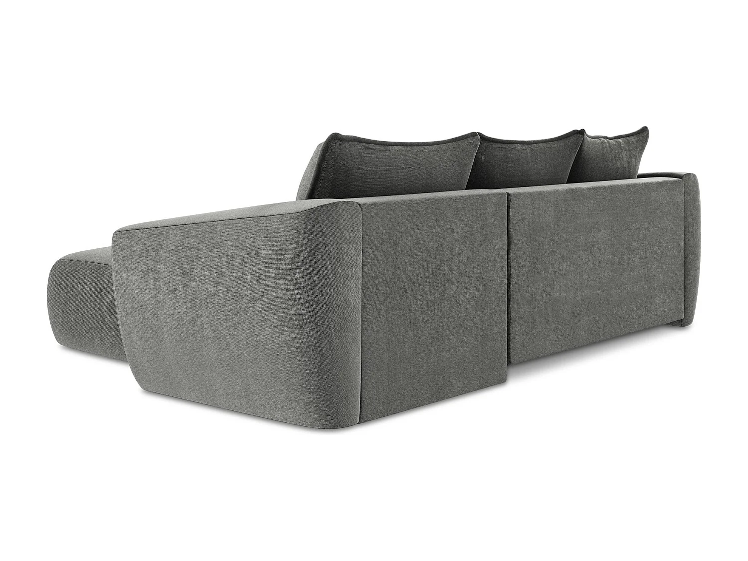 Canapé d'angle droit convertible en tissu texturé - gris - GUAVA