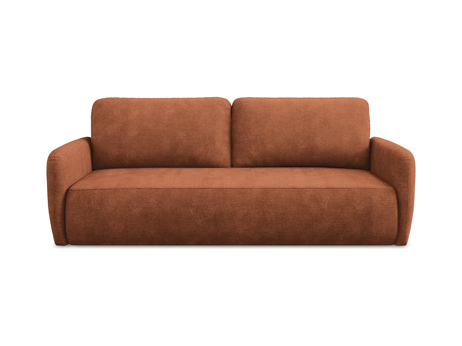 Canapé 3 places convertible en tissu chenille - terre cuite - LILO