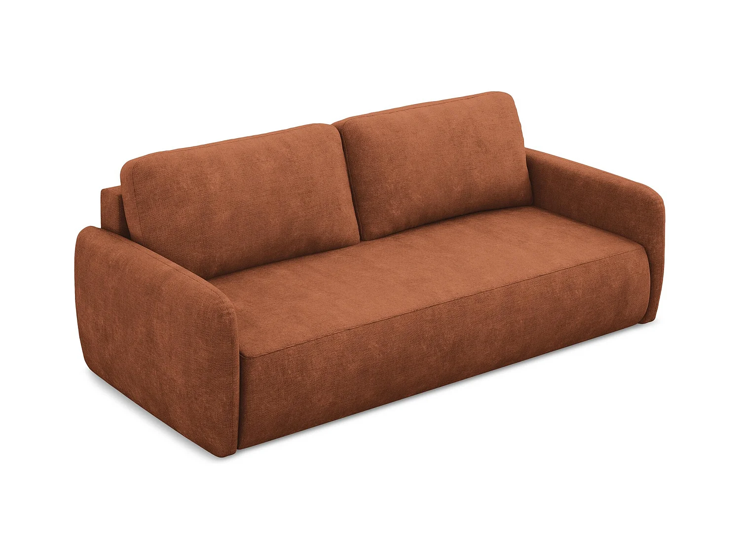 Canapé 3 places convertible en tissu chenille - terre cuite - LILO