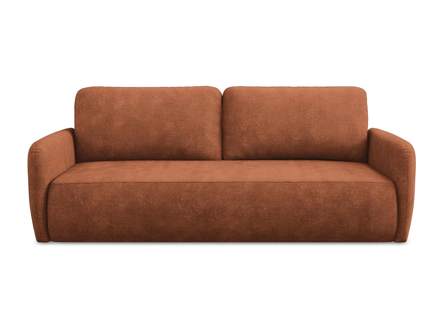 Driezits-slaapbank van terracotta chenille stof - LILO