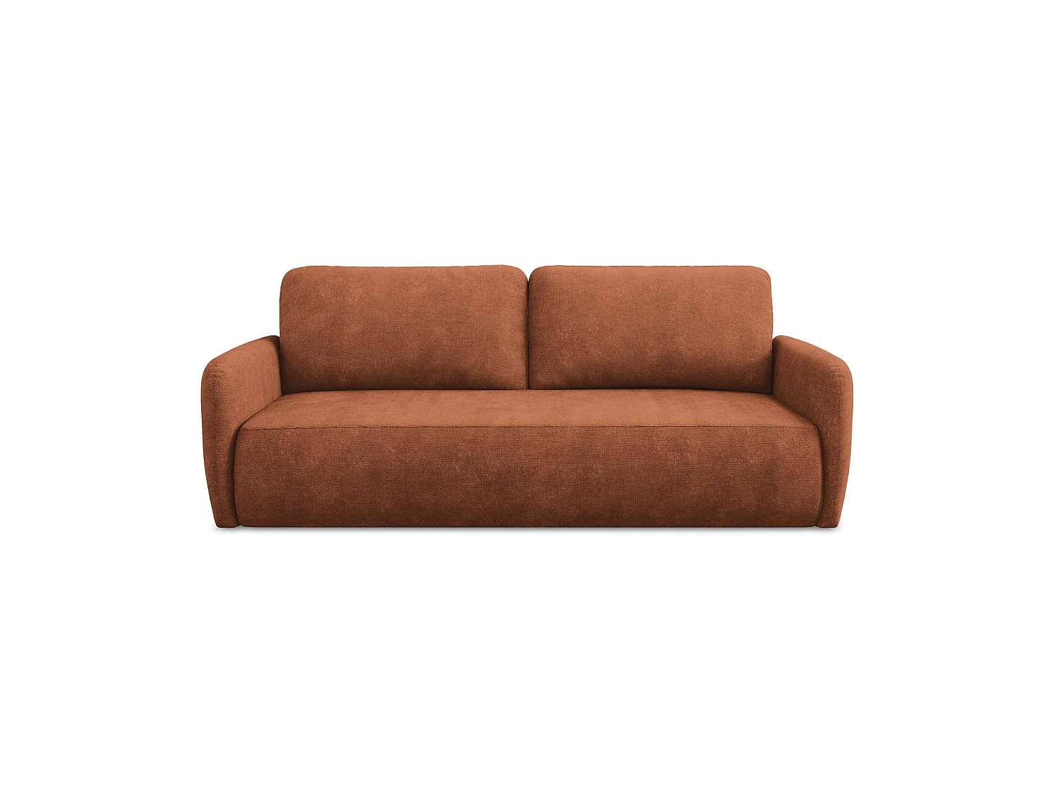 Canapé 3 places convertible en tissu chenille - terre cuite - CORLE