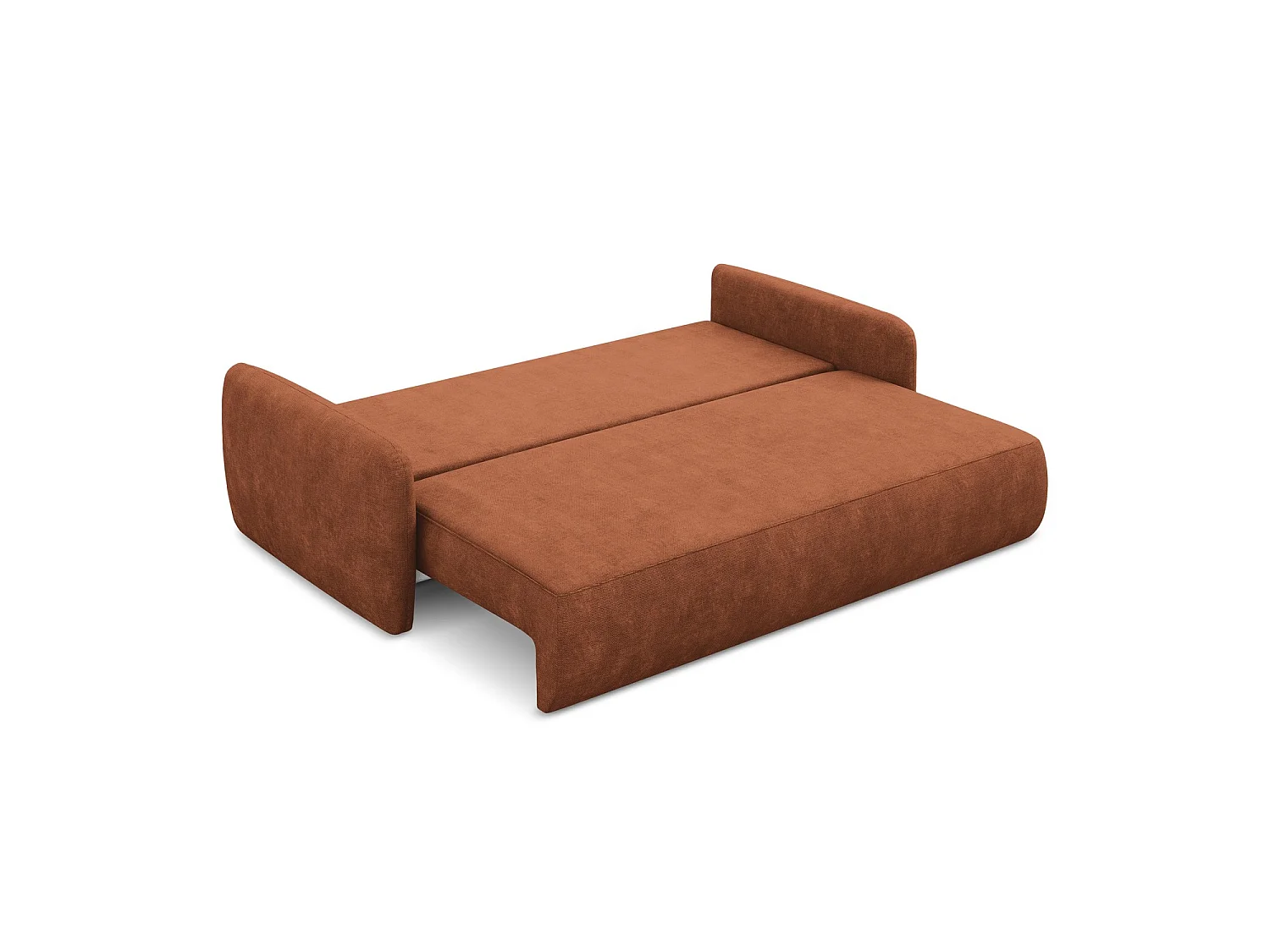 Canapé 3 places convertible en tissu chenille - terre cuite - CORLE