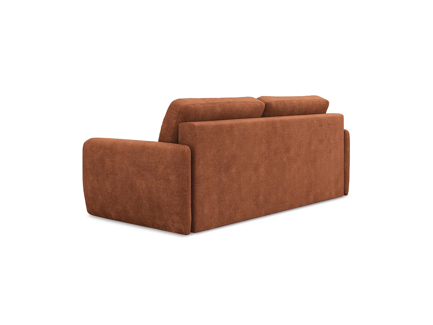Canapé 3 places convertible en tissu chenille - terre cuite - CORLE