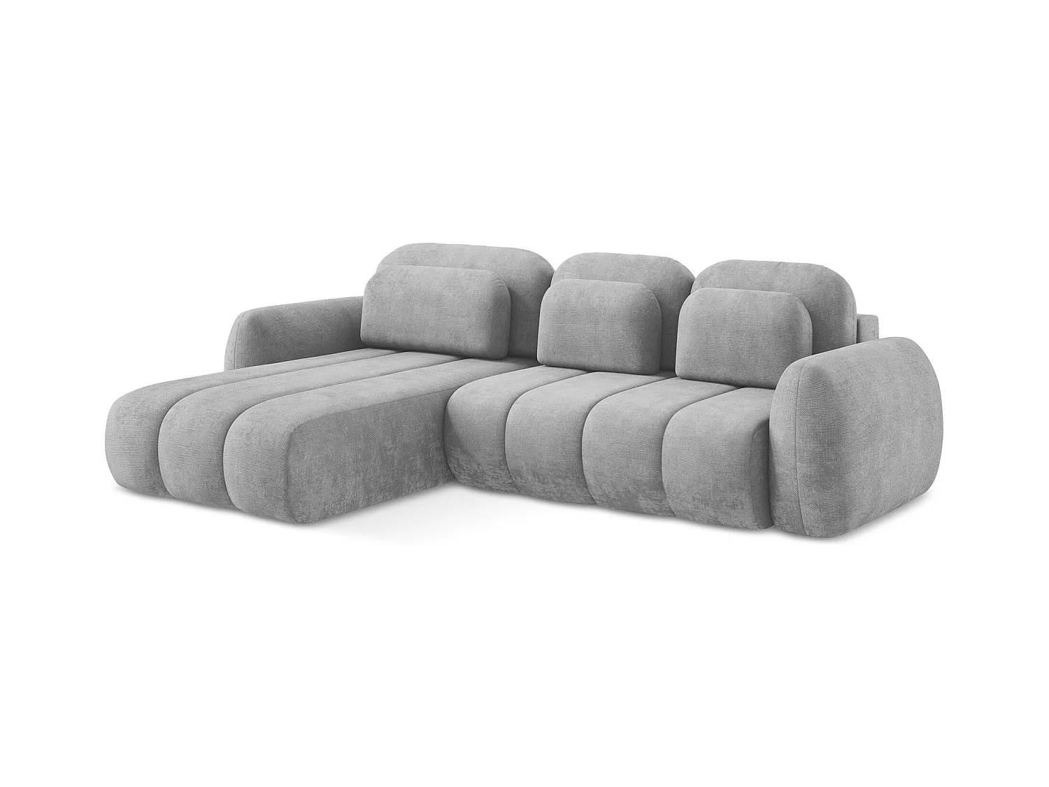 Canapé d’angle 3 places gauche convertible en tissu chenille - gris clair - PELE
