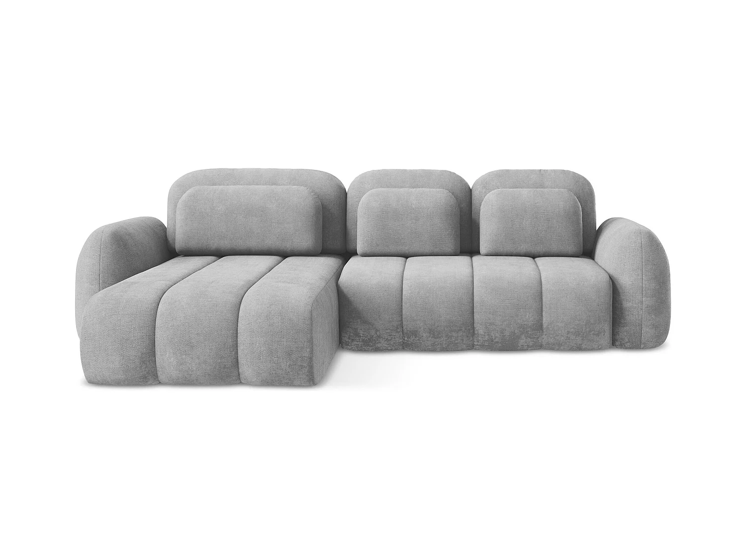 Canapé d’angle 3 places gauche convertible en tissu chenille - gris clair - PELE