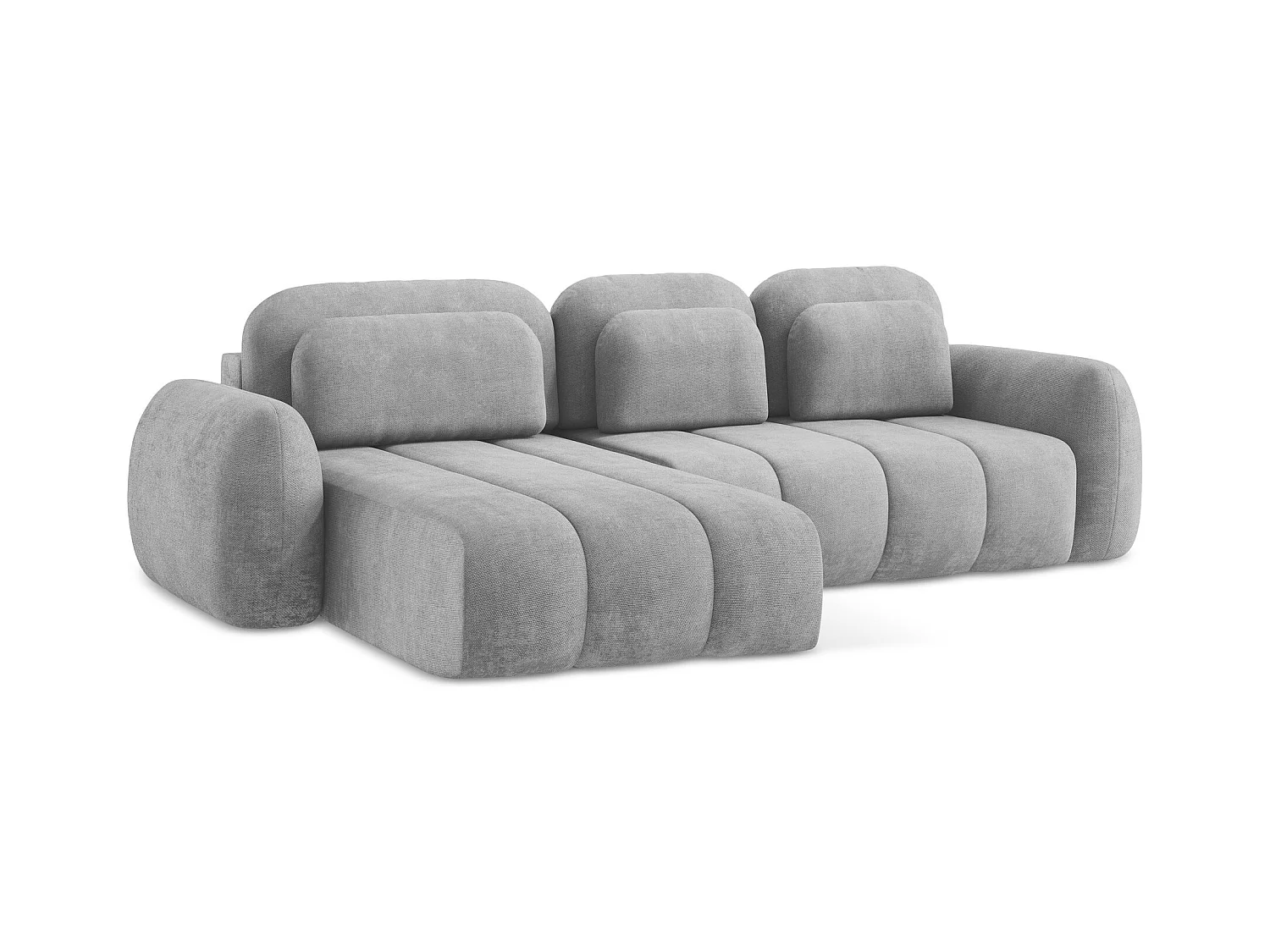 Canapé d’angle 3 places gauche convertible en tissu chenille - gris clair - PELE