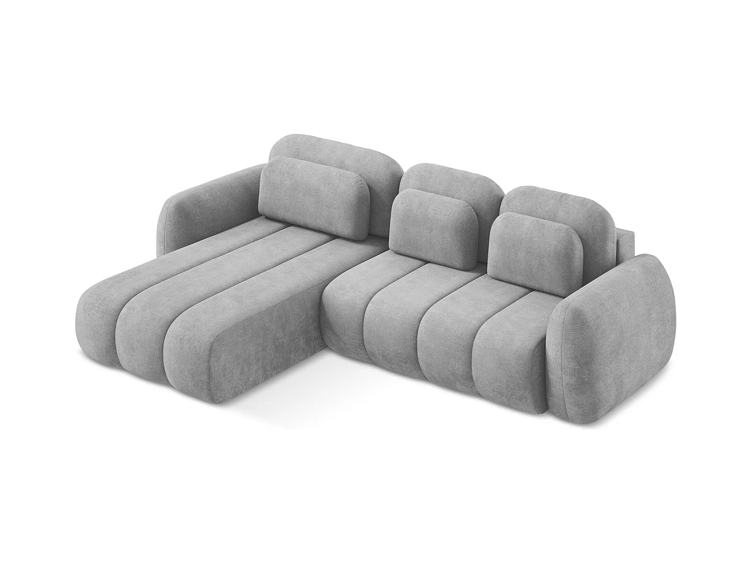 Canapé d’angle 3 places gauche convertible en tissu chenille - gris clair - PELE