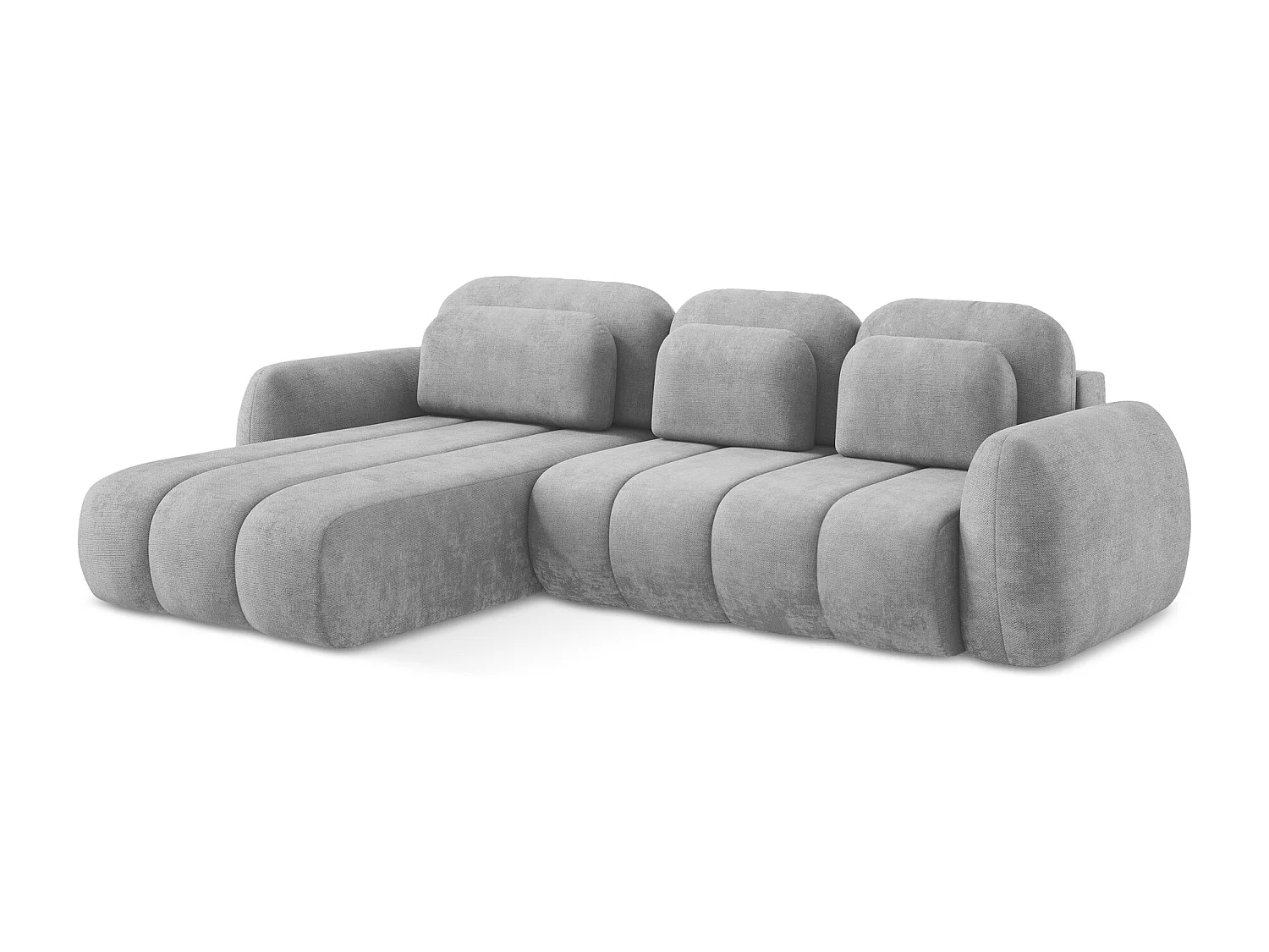 Canapé d’angle 3 places gauche convertible en tissu chenille - gris clair - PELE