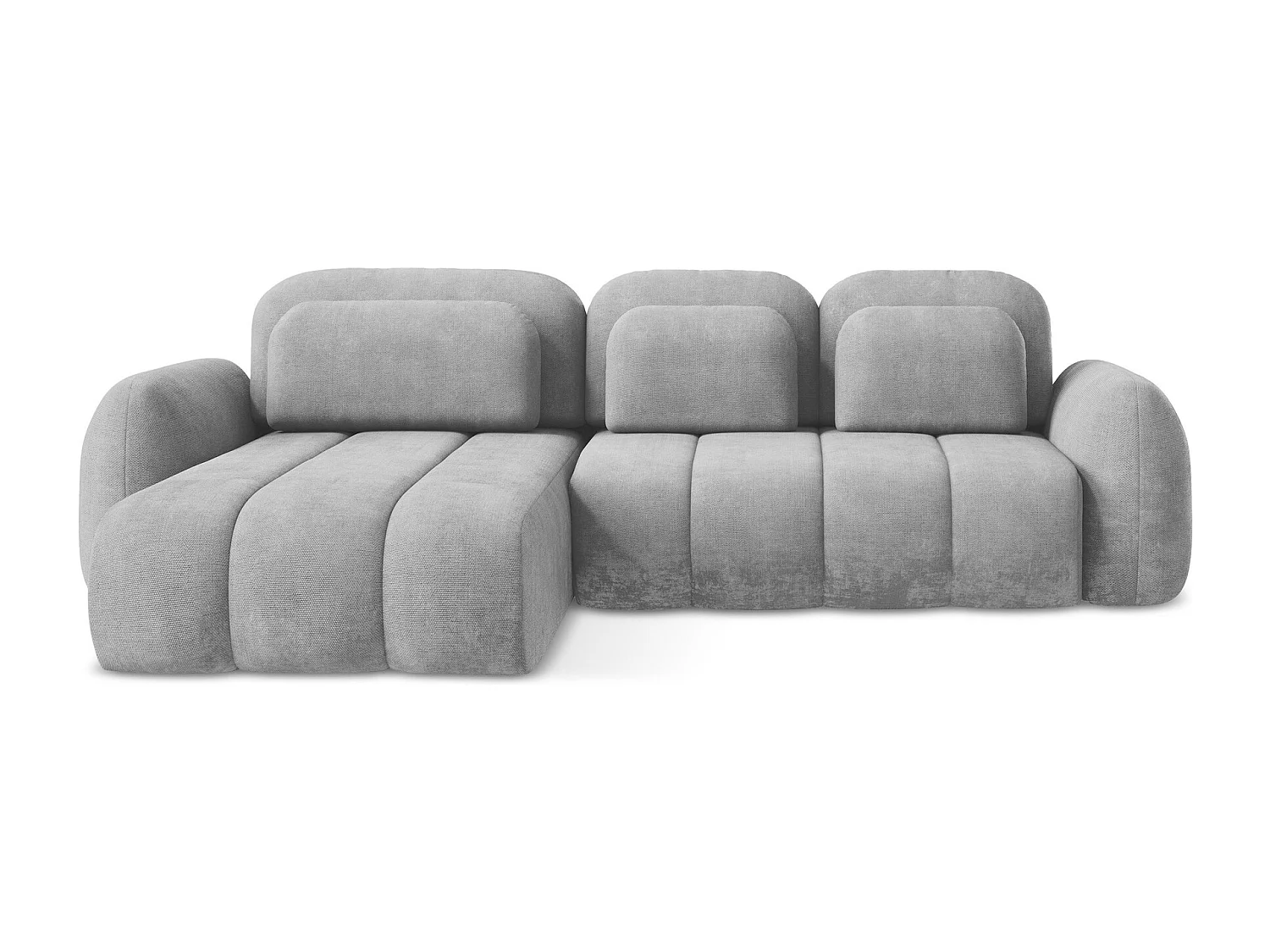 Canapé d’angle 3 places gauche convertible en tissu chenille - gris clair - PELE