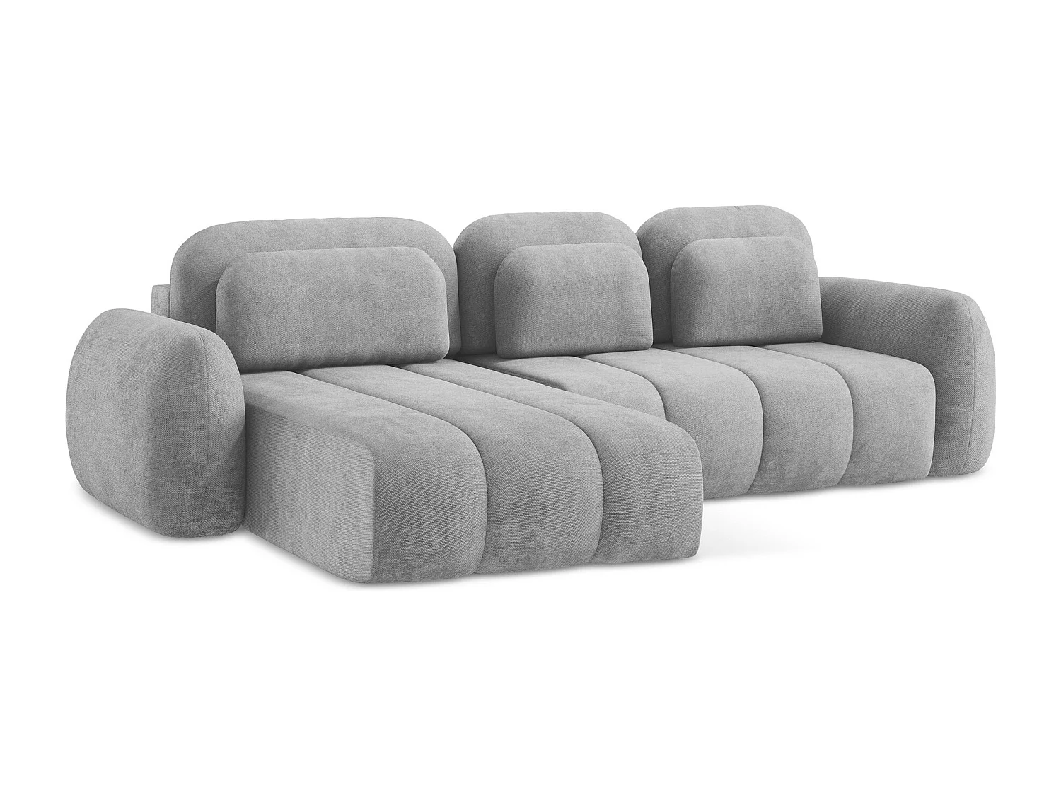 Canapé d’angle 3 places gauche convertible en tissu chenille - gris clair - PELE