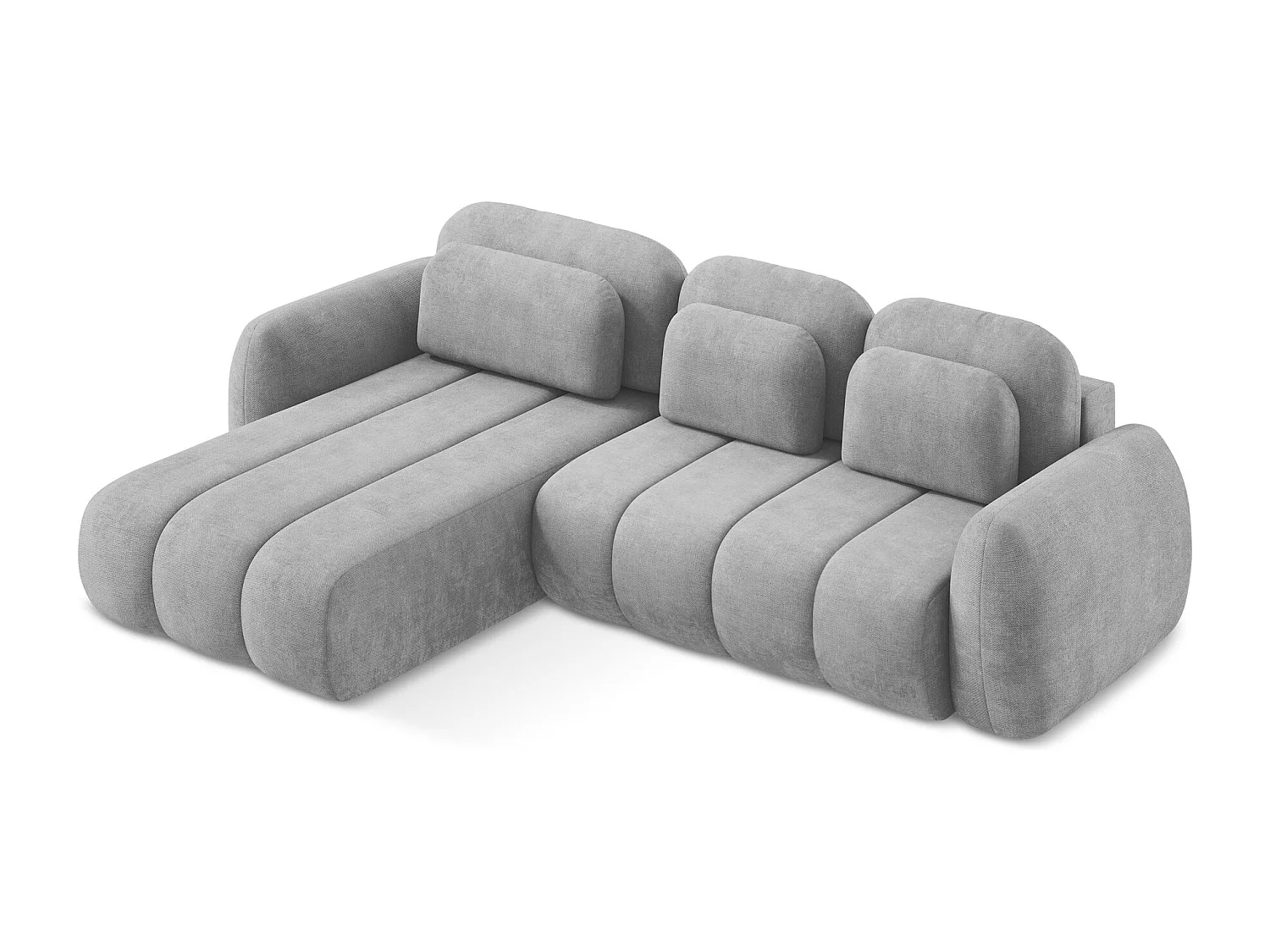 Canapé d’angle 3 places gauche convertible en tissu chenille - gris clair - PELE