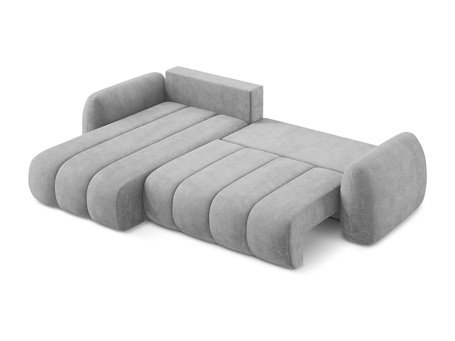 Canapé d’angle 3 places gauche convertible en tissu chenille - gris clair - PELE