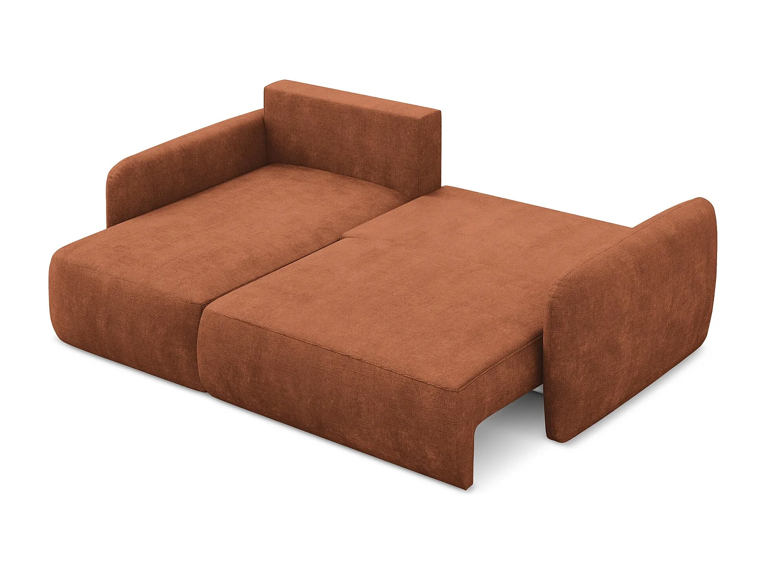 Canapé d’angle 2 places gauche convertible en tissu chenille - terre cuite - LILO