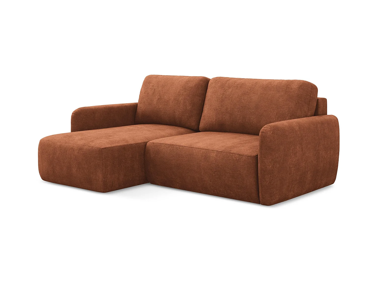 2-Sitzer Ecksofa mit Schlaffunktion - Ecke Links - Chenille - Terrakotta - LILO
