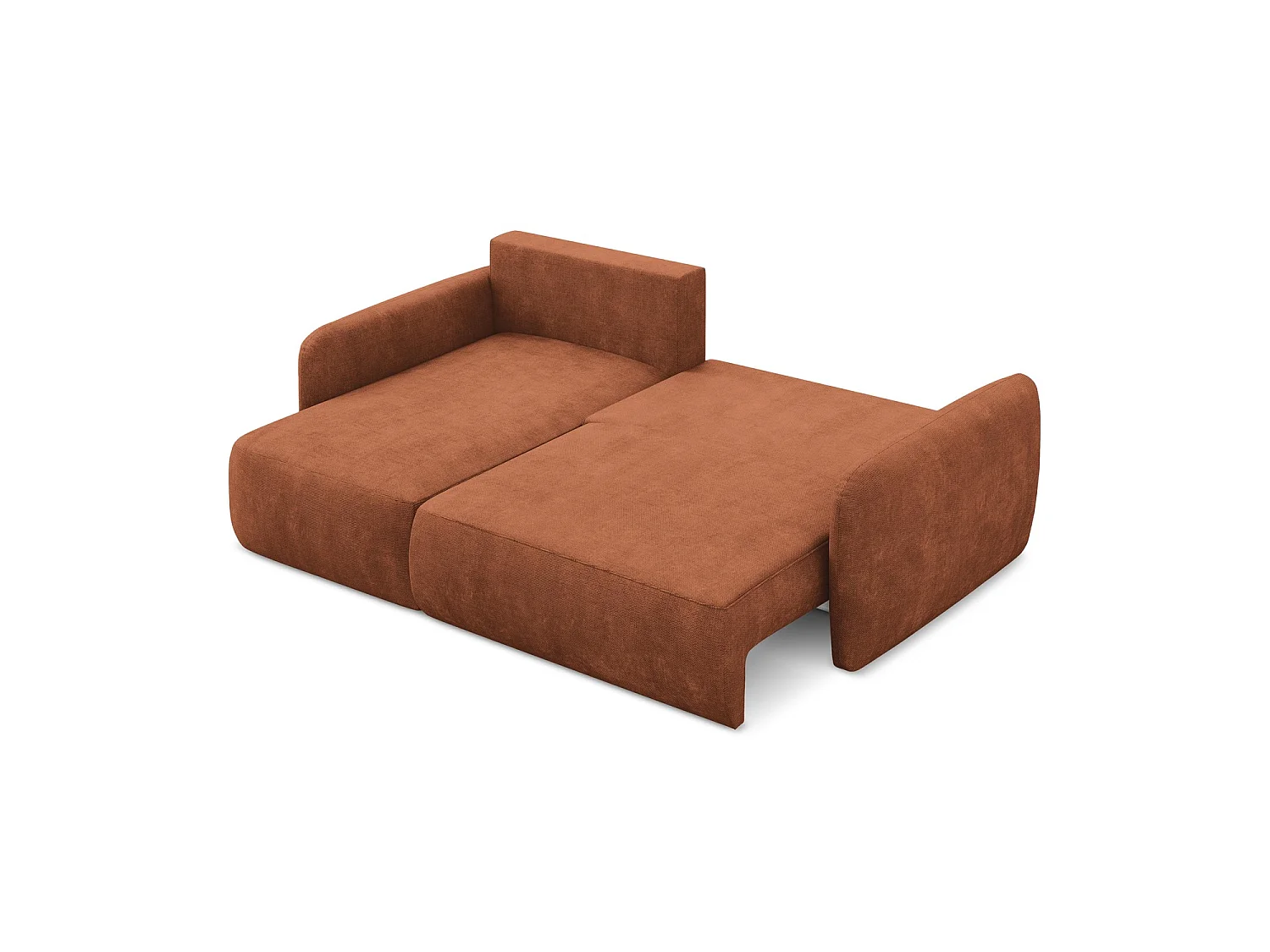 Canapé d’angle 2 places gauche convertible en tissu chenille - terre cuite - CORLE