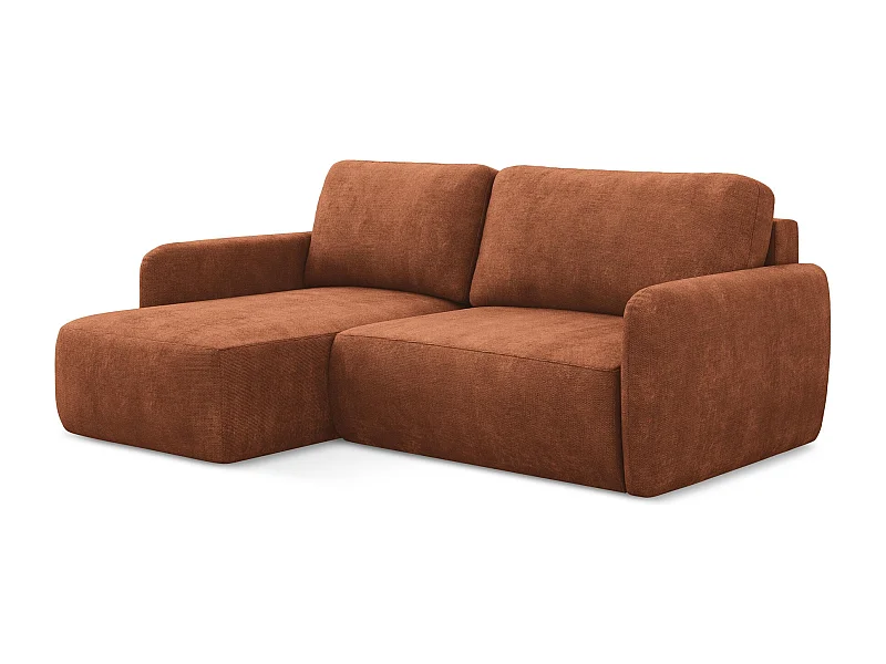 Hoekslaapbank links van terracotta chenille stof - LILO