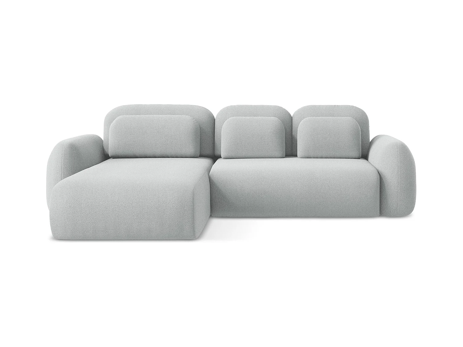 Canapé d’angle 3 places gauche convertible en tissu bouclette - gris clair - LOHI