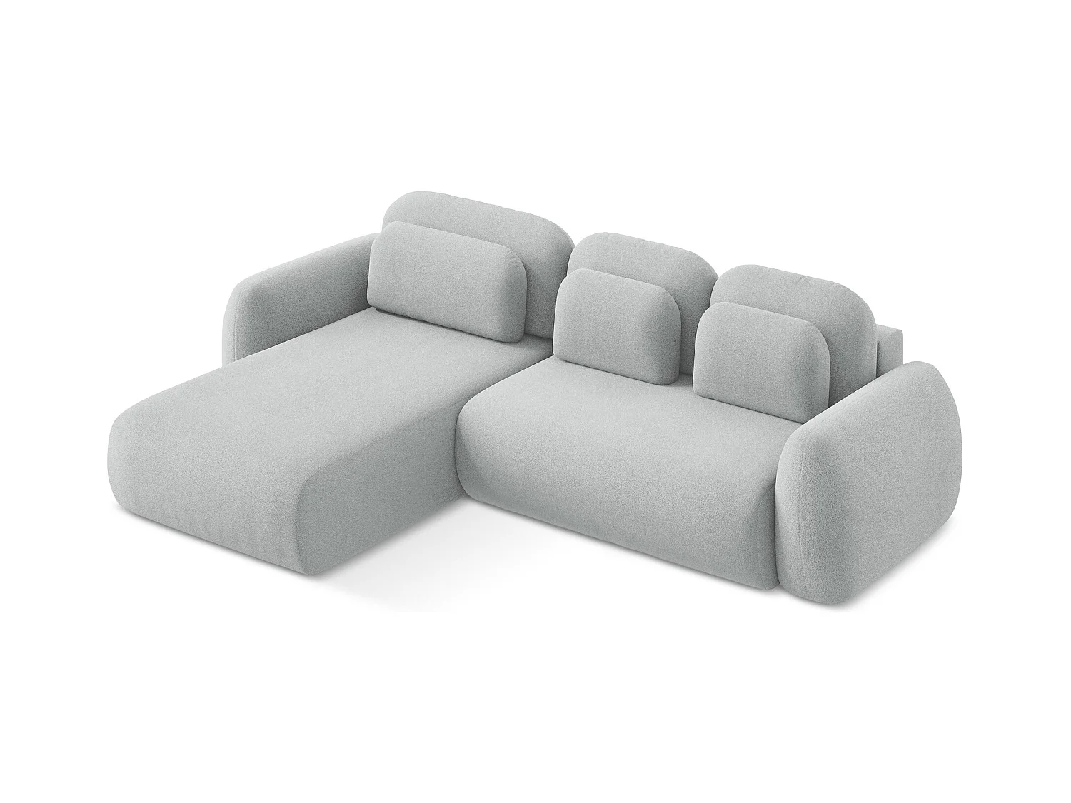 Canapé d’angle 3 places gauche convertible en tissu bouclette - gris clair - LOHI