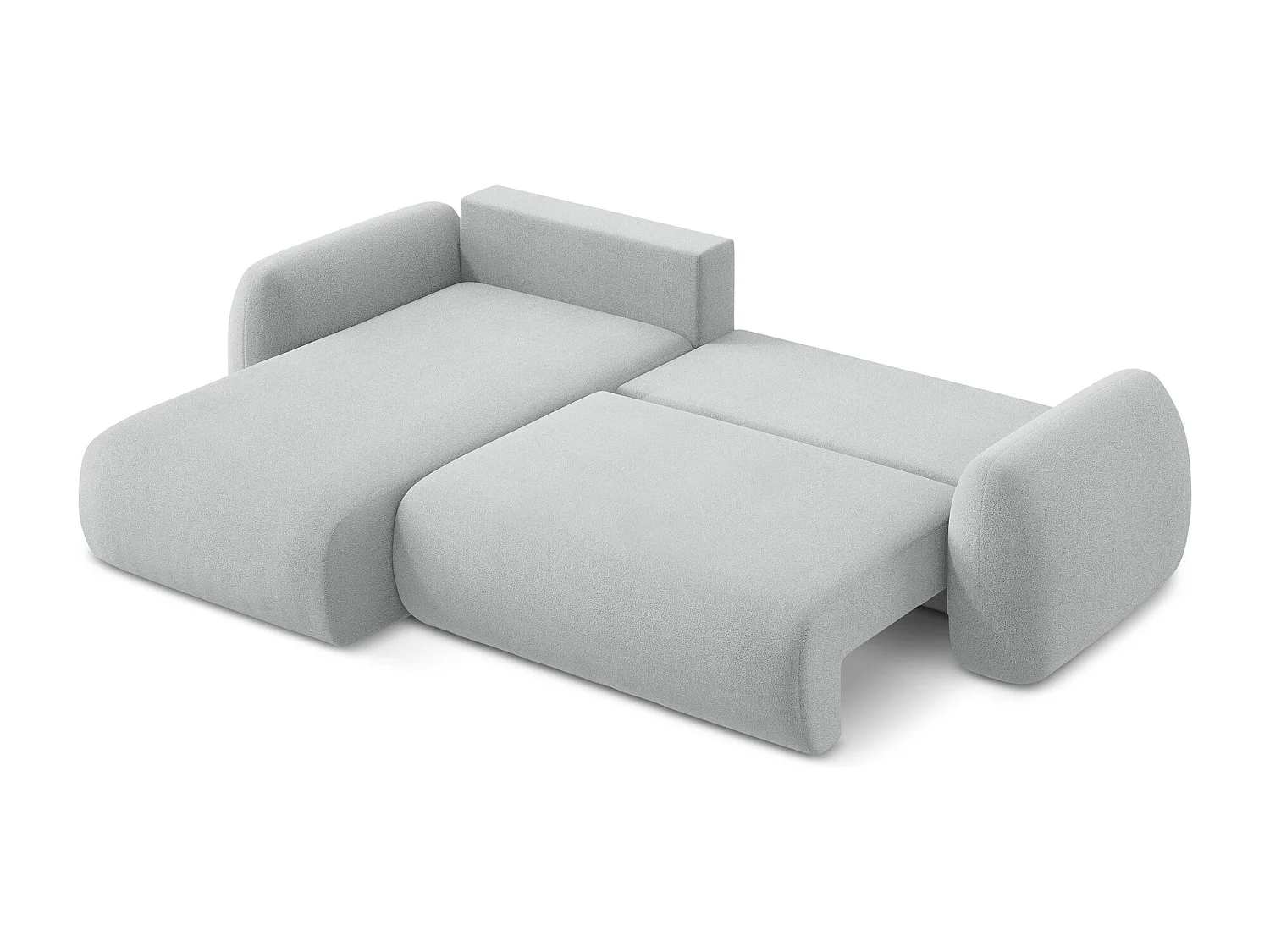 Canapé d’angle 3 places gauche convertible en tissu bouclette - gris clair - LOHI