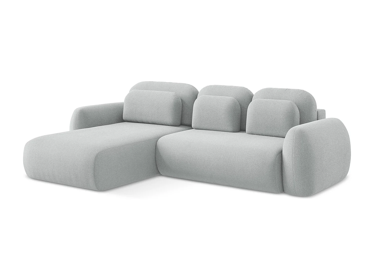 Canapé d’angle 3 places gauche convertible en tissu bouclette - gris clair - LOHI