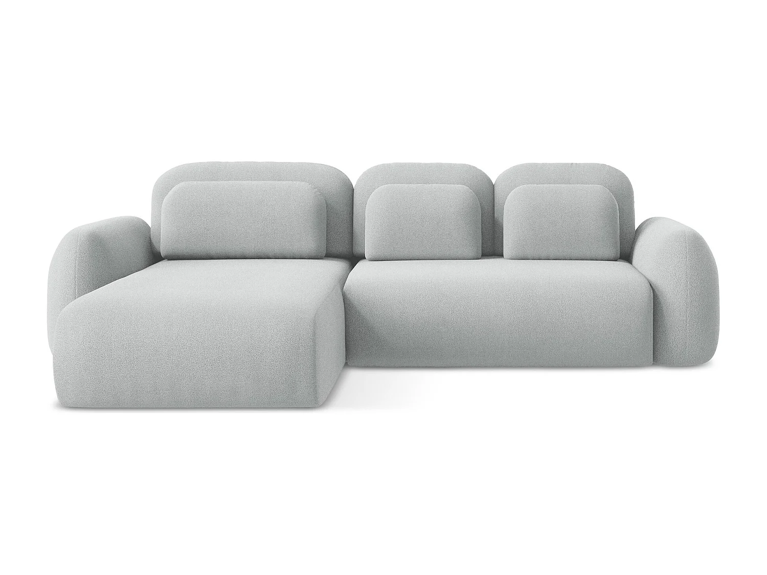 Canapé d’angle 3 places gauche convertible en tissu bouclette - gris clair - LOHI