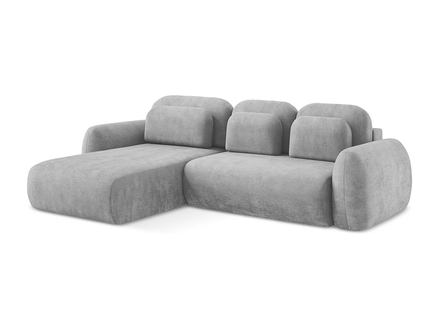 Canapé d’angle 3 places gauche convertible en tissu chenille - gris clair - LOHI