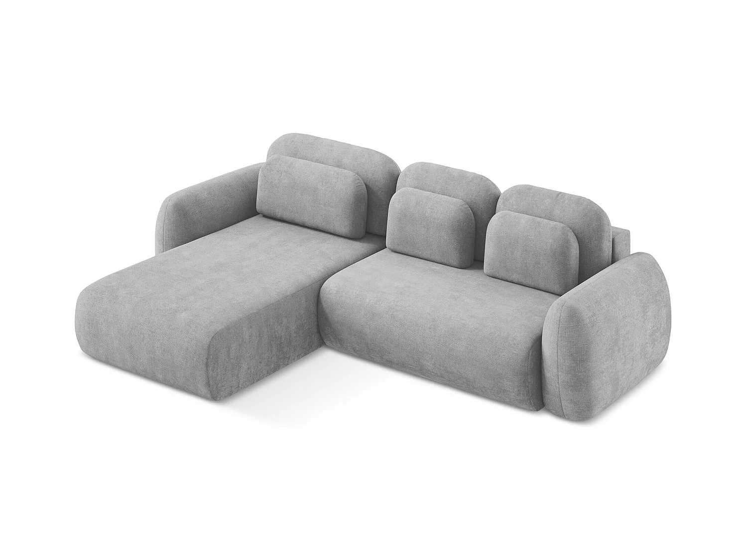 Canapé d’angle 3 places gauche convertible en tissu chenille - gris clair - LOHI