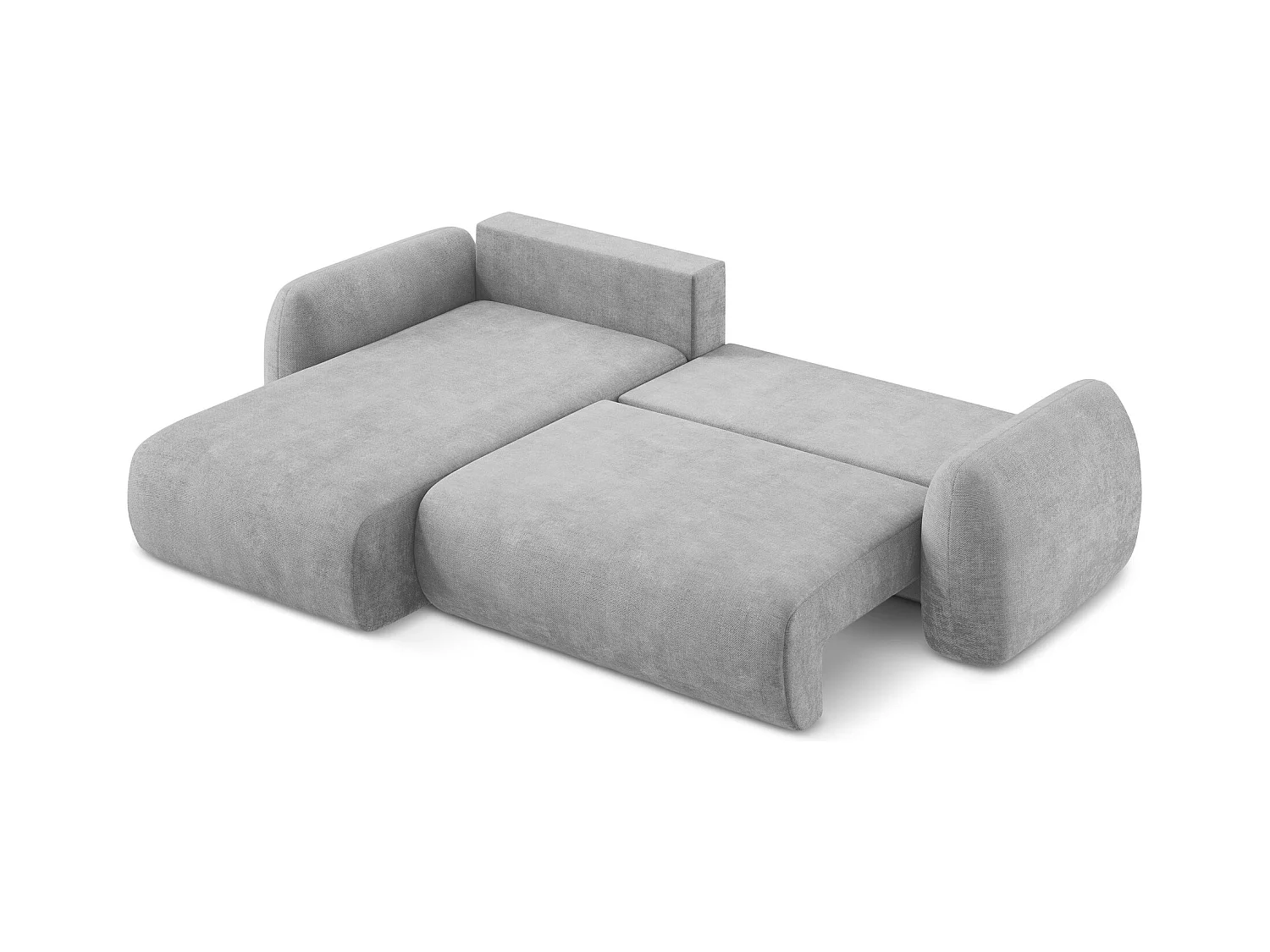 Canapé d’angle 3 places gauche convertible en tissu chenille - gris clair - LOHI