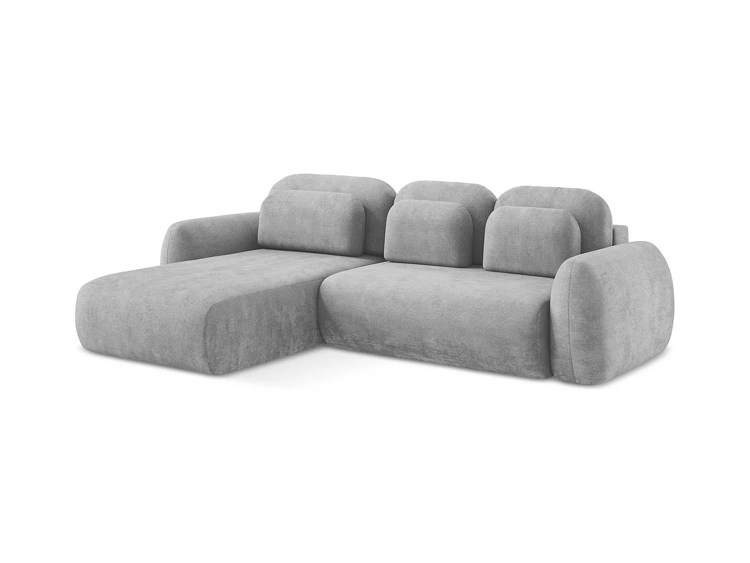 Canapé d’angle 3 places gauche convertible en tissu chenille - gris clair - LOHI