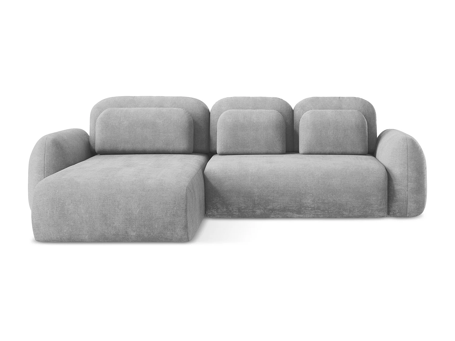 Canapé d’angle 3 places gauche convertible en tissu chenille - gris clair - LOHI