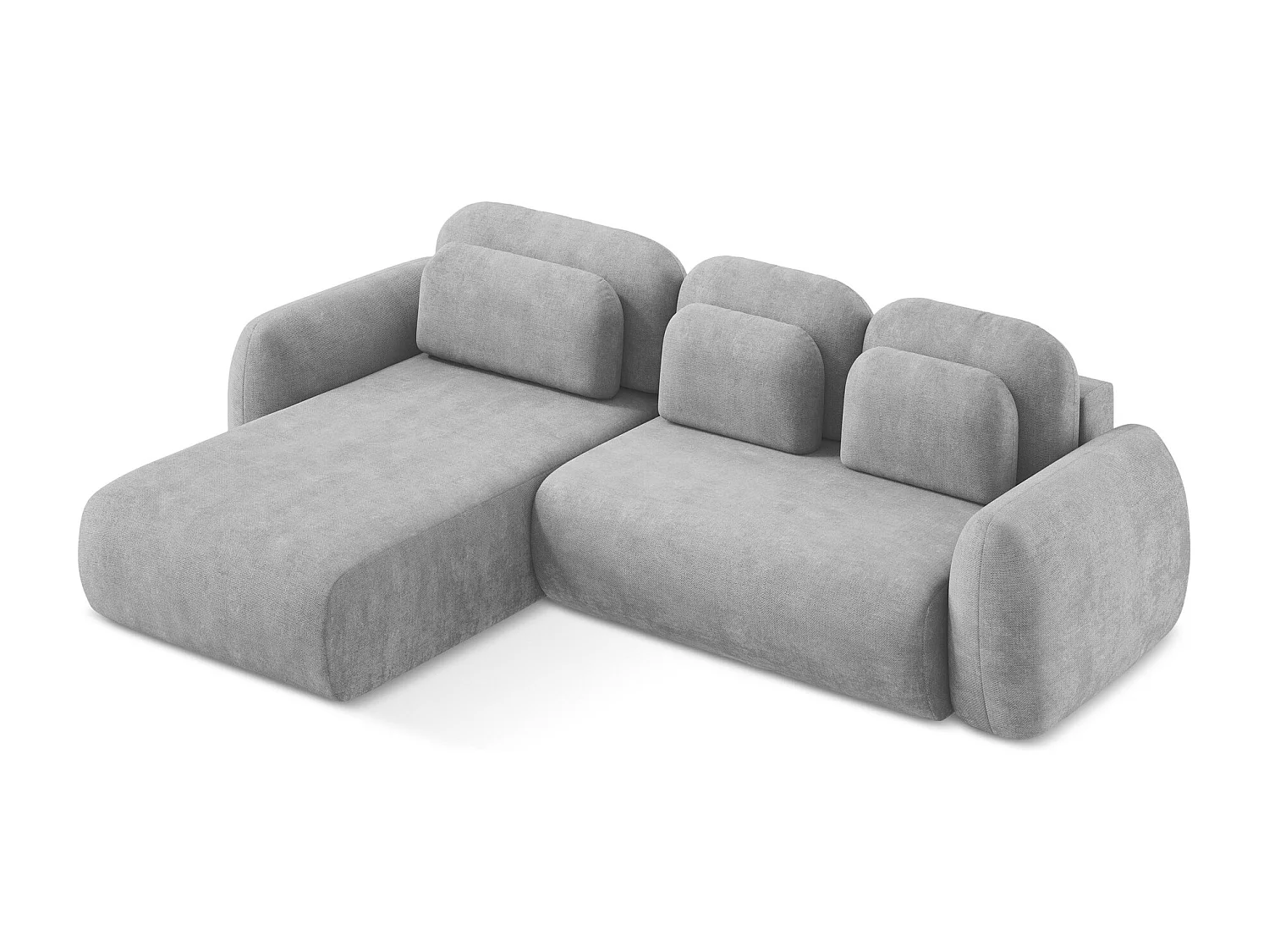 Canapé d’angle 3 places gauche convertible en tissu chenille - gris clair - LOHI