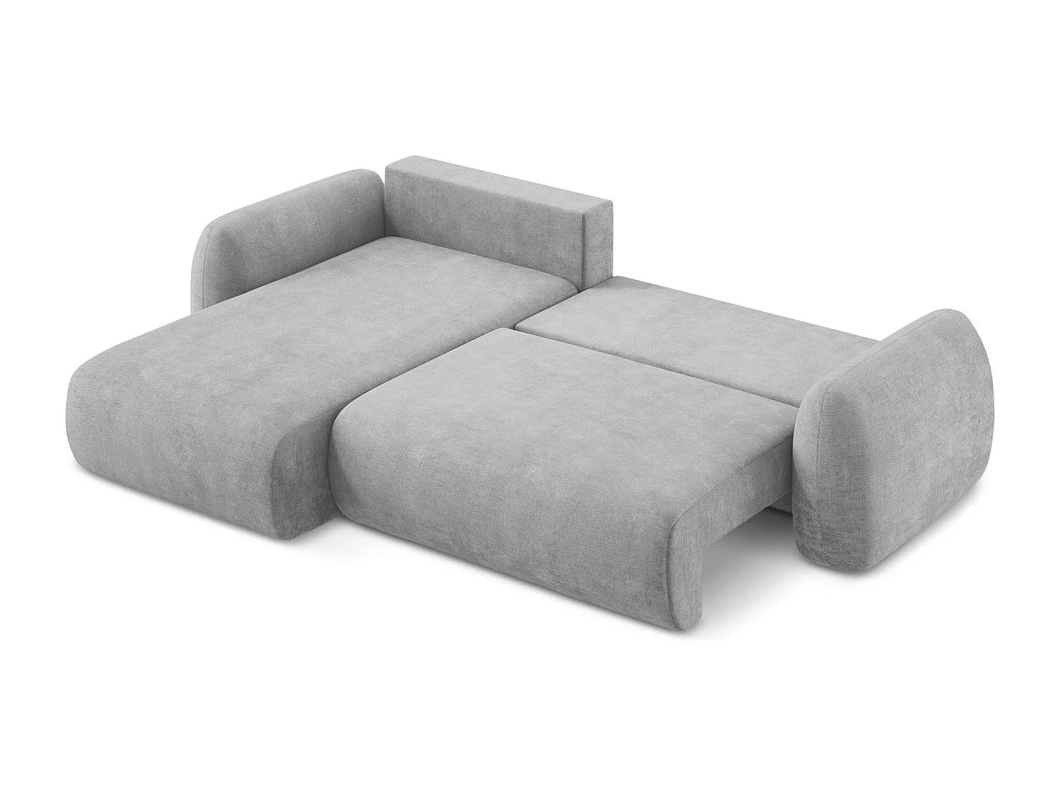 Canapé d’angle 3 places gauche convertible en tissu chenille - gris clair - LOHI