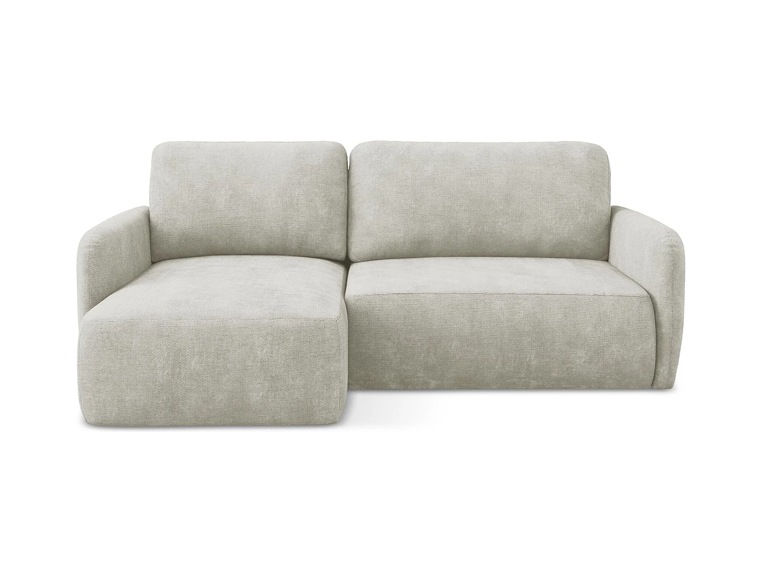 Canapé d’angle 2 places gauche convertible en tissu chenille - perle - LILO