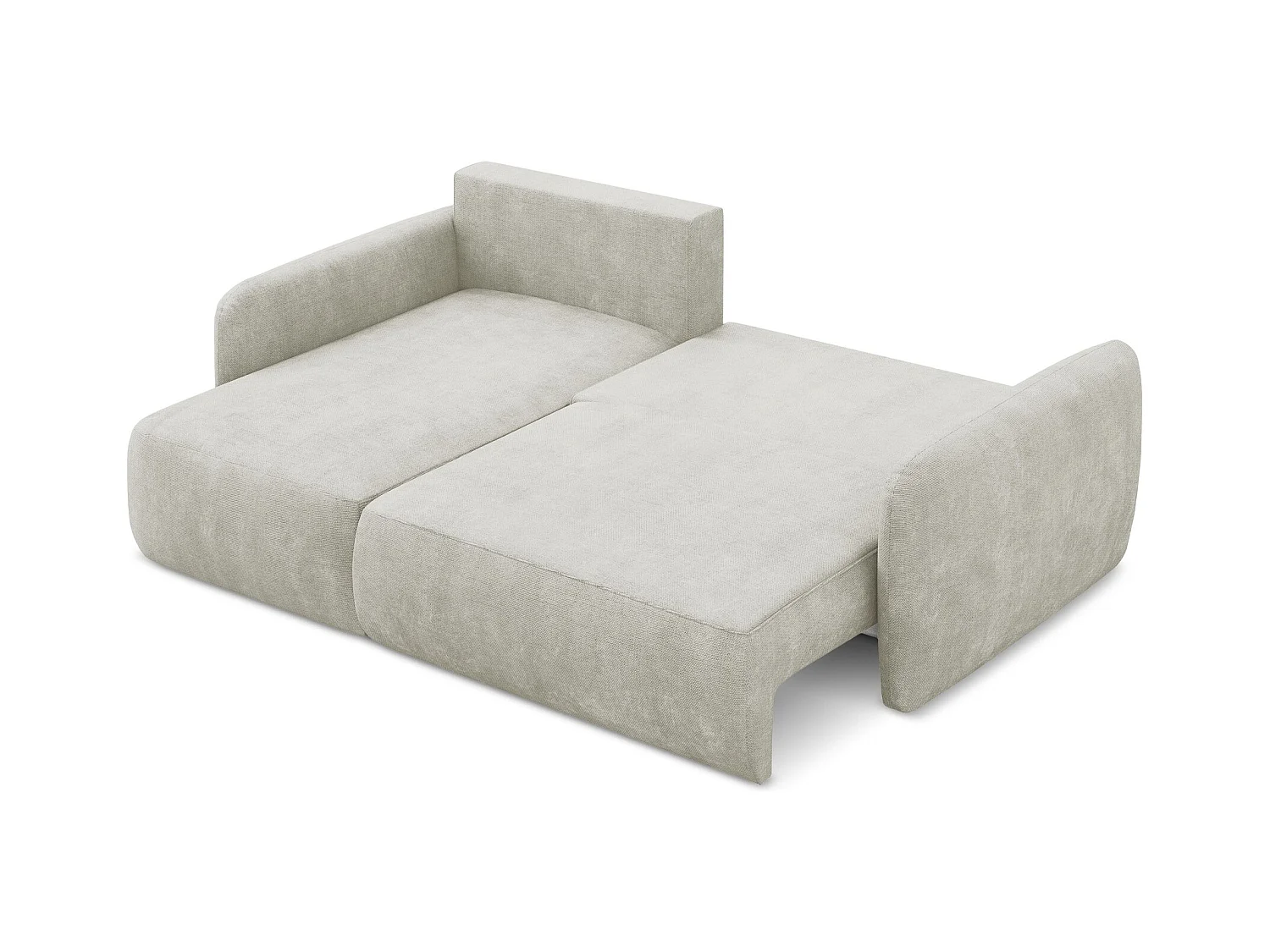 Canapé d’angle 2 places gauche convertible en tissu chenille - perle - LILO