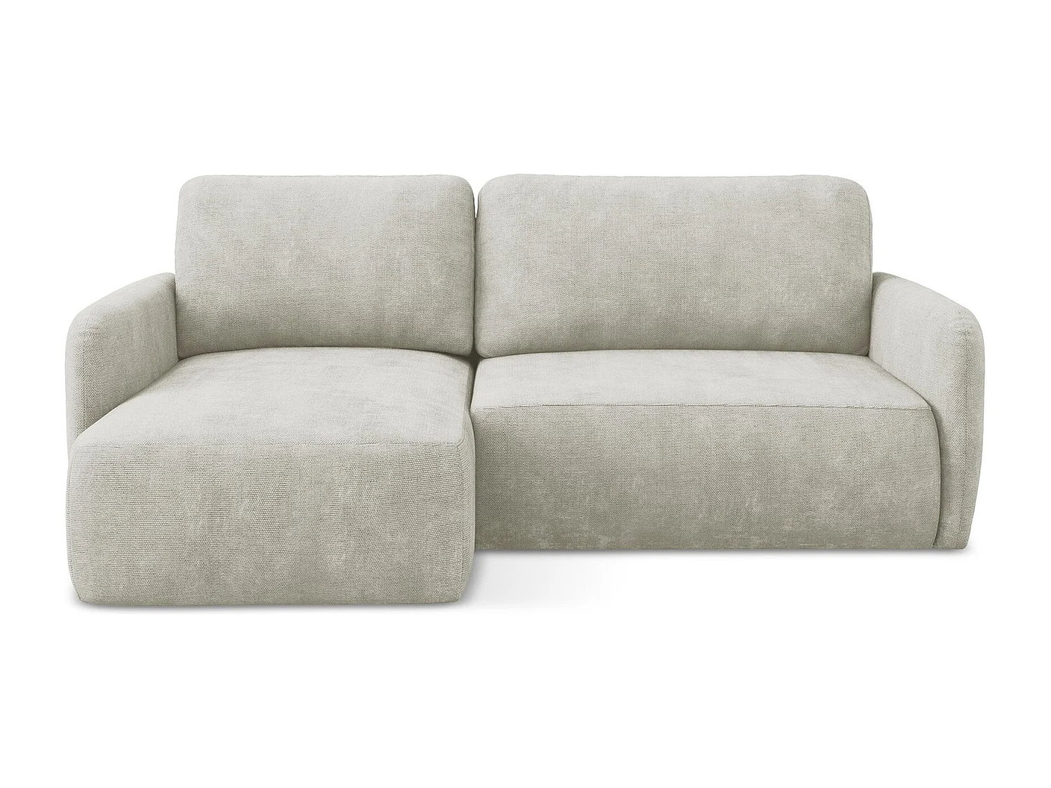 Canapé d’angle 2 places gauche convertible en tissu chenille - perle - LILO