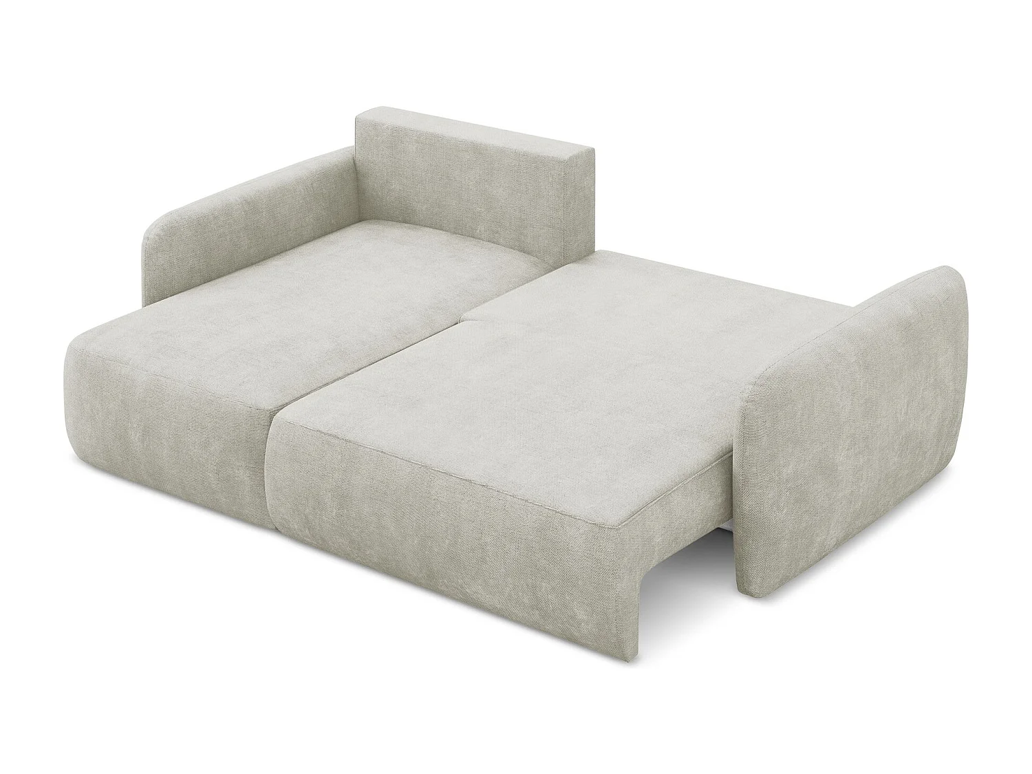 Canapé d’angle 2 places gauche convertible en tissu chenille - perle - LILO