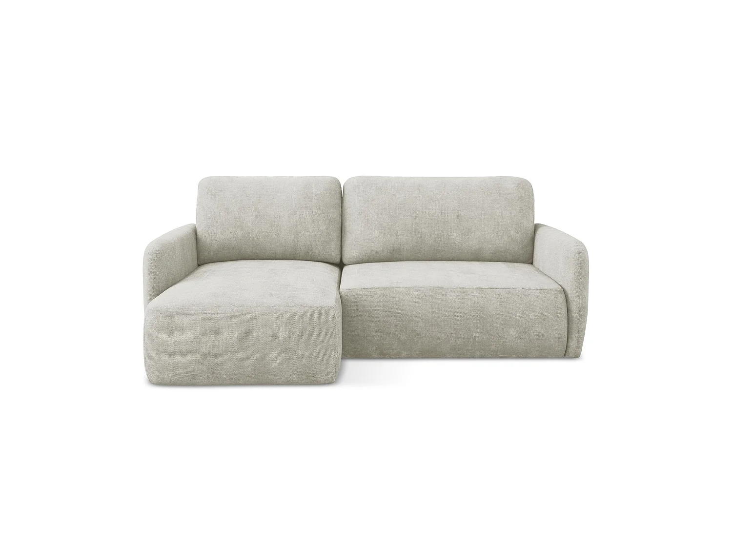 Canapé d’angle 2 places gauche convertible en tissu chenille - perle - CORLE