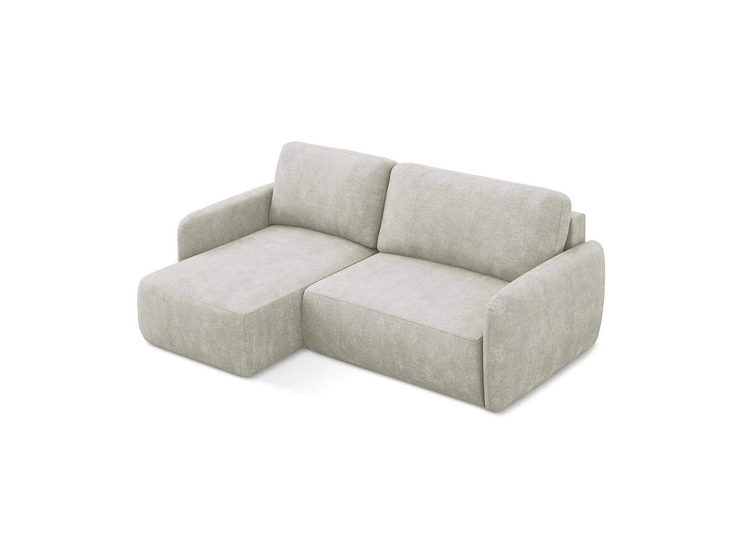 Canapé d’angle 2 places gauche convertible en tissu chenille - perle - CORLE