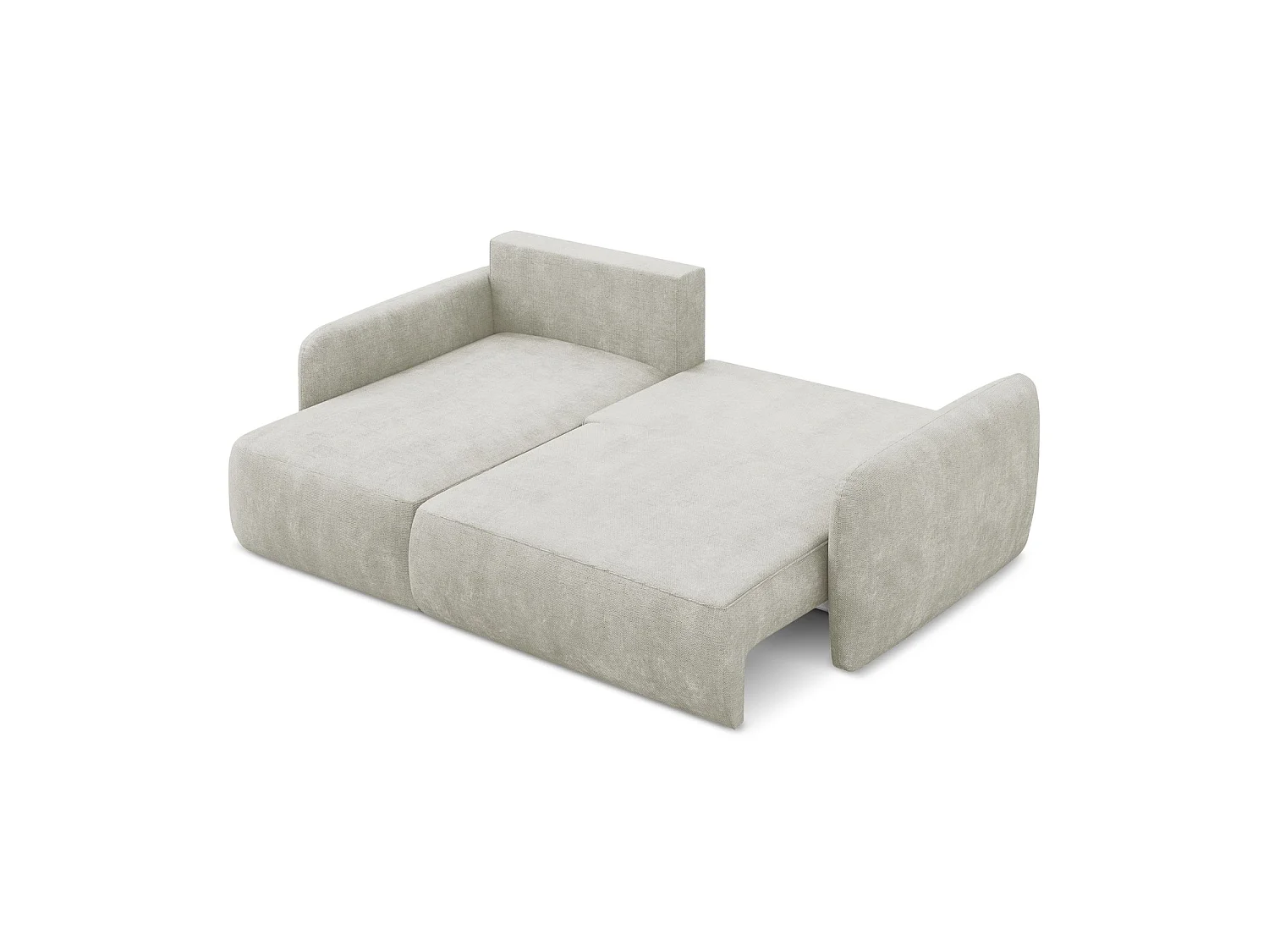Canapé d’angle 2 places gauche convertible en tissu chenille - perle - CORLE