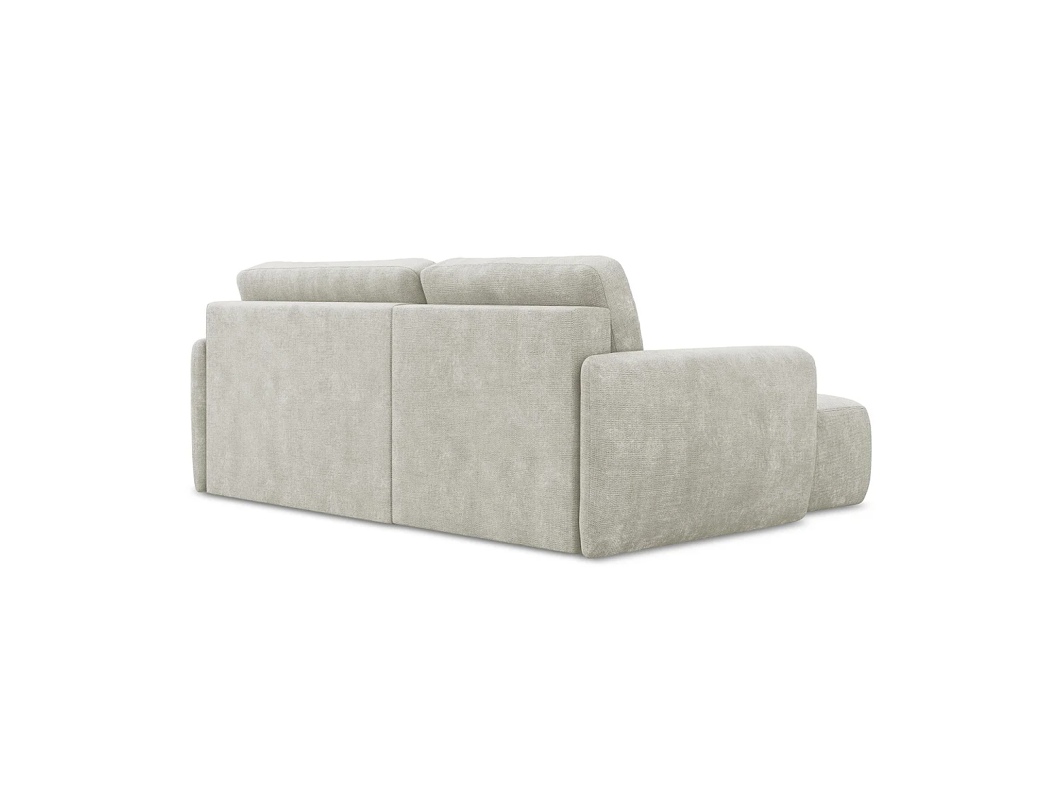 Canapé d’angle 2 places gauche convertible en tissu chenille - perle - CORLE
